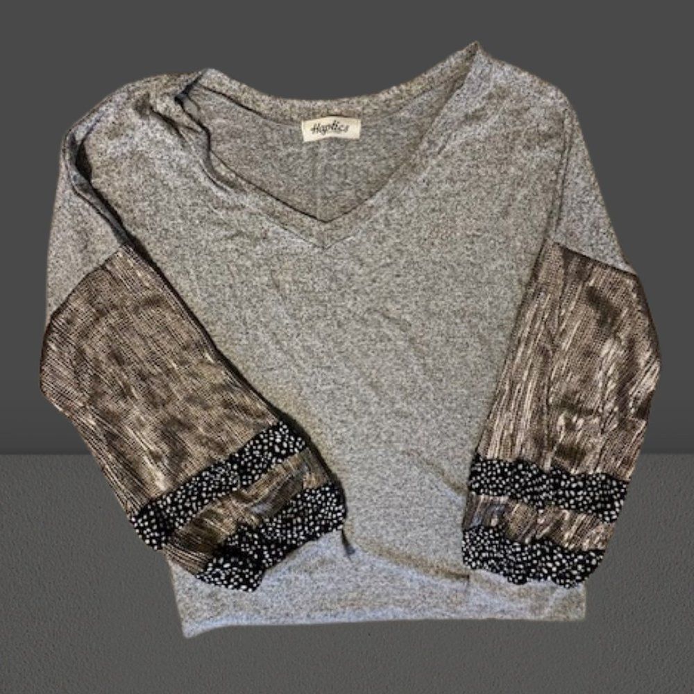 Haptics Grey Bubble Long Sleeve Sweater 4229  1X NWT Boutique